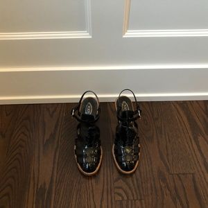 TOD'S Black Patent Leather Sandals